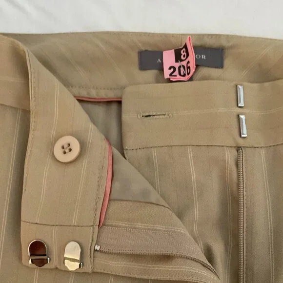 Ann Taylor Beige Pin-Striped 2-Piece Pant Suit / Size 6 / Class/Chic/Timeless - Picture 6 of 8